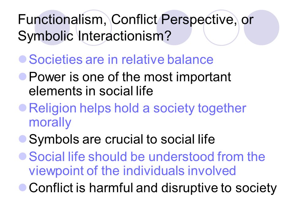 Symbolic interactionism functional analysis conflict theory